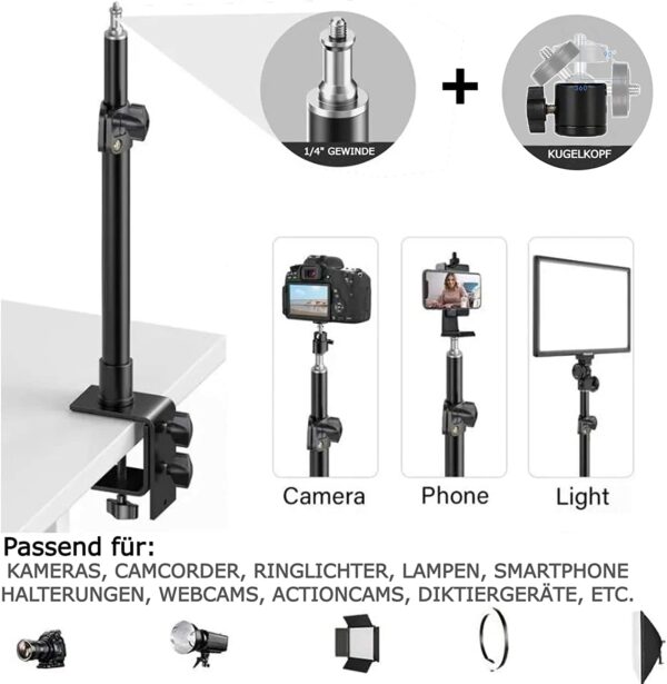 TronicXL telescopische tafelstandaard voor minibeamer I balhoofdklembeugel I klemstatief geschikt voor Anker Nebula Capsule Projector WiMiUS Projectorstandaard XGIMI VANKYO - Afbeelding 6