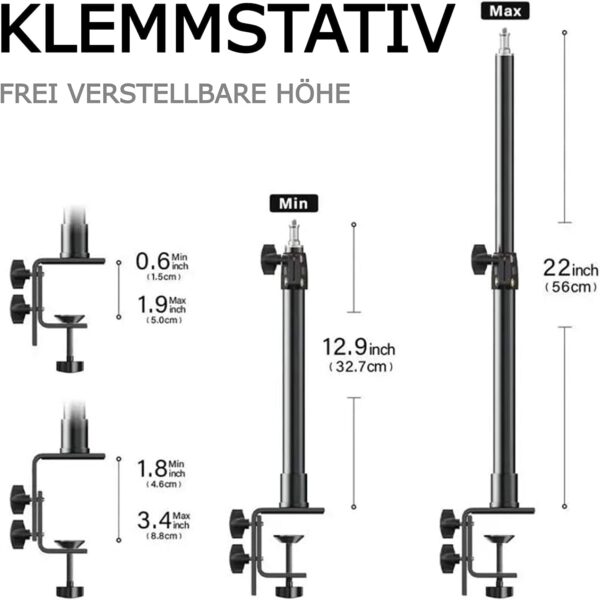 TronicXL telescopische tafelstandaard voor minibeamer I balhoofdklembeugel I klemstatief geschikt voor Anker Nebula Capsule Projector WiMiUS Projectorstandaard XGIMI VANKYO - Afbeelding 2