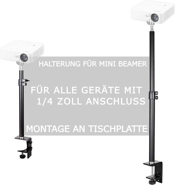 TronicXL telescopische tafelstandaard voor minibeamer I balhoofdklembeugel I klemstatief geschikt voor Anker Nebula Capsule Projector WiMiUS Projectorstandaard XGIMI VANKYO - Afbeelding 5