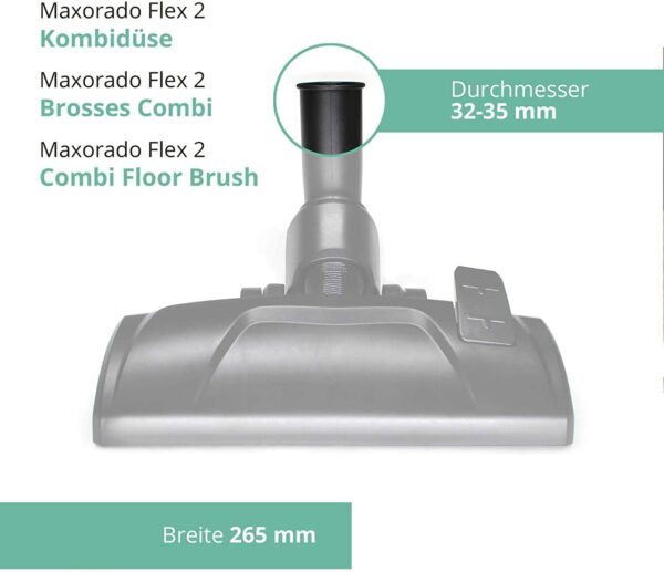 Maxorado Borstel combinatiemondstuk Flex2 32 mm 35 mm universele stofzuiger mondstuk vloerzuigmond reserveonderdeel geschikt voor Electrolux Bosch Siemens Dirt Devil BSH Einhell Makita Kärcher Thomas Numatic - Afbeelding 8