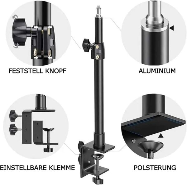 TronicXL telescopische tafelstandaard voor minibeamer I balhoofdklembeugel I klemstatief geschikt voor Anker Nebula Capsule Projector WiMiUS Projectorstandaard XGIMI VANKYO - Afbeelding 4