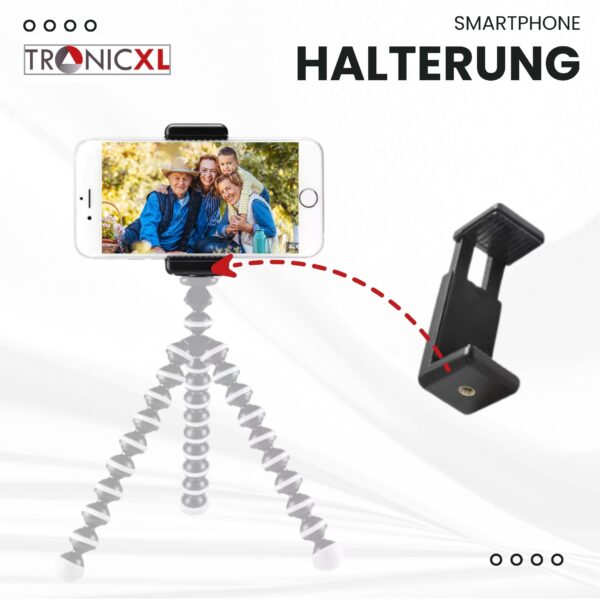 TronicXL Universele smartphone-houder. Statief Adapter-bevestiging, geschikt voor Smartphone Apple iPhone, Samsung, Sony, LG, Huawei en Cubot ZTE - Afbeelding 4