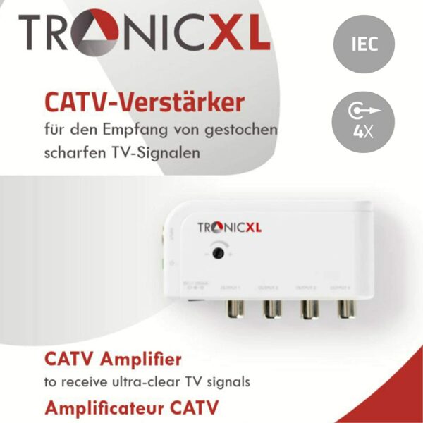 TronicXL antenneversterker voor kabel Vier apparaten versterker adapter/ DVBT DVBT2 DVB-T DVBC DVB-C versterker Amplifier TV Cable DVB-T2 signaalversterking - Afbeelding 6