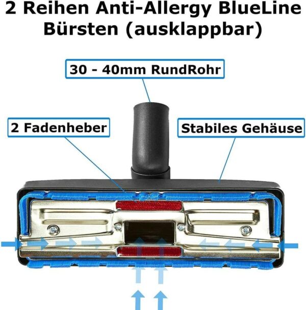 Maxorado Combimondstuk stofzuiger 30-40 mm universele stofzuigermondstuk Blueline anti-allergy compatibel met reserveonderdeel geschikt voor Kärcher Miele Siemens vloerzuigmond voet mondstuk geschikt voor Stier Masko Bosch Parkside accessoires - Afbeelding 7