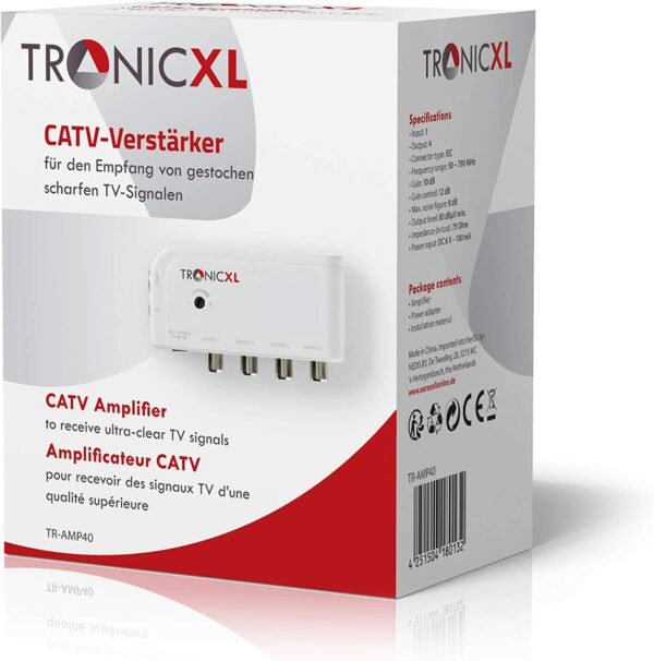 TronicXL antenneversterker voor kabel Vier apparaten versterker adapter/ DVBT DVBT2 DVB-T DVBC DVB-C versterker Amplifier TV Cable DVB-T2 signaalversterking - Afbeelding 5