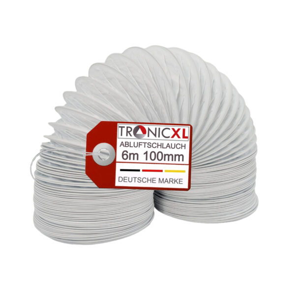 TronicXL Droogaccessoires, pvc-afvoerslang, 100-102 mm, 6 m, voor droger, airconditioning, afzuigkap, groeislang voor afvoerlucht, afvoerdroger - 4 inch - universeel