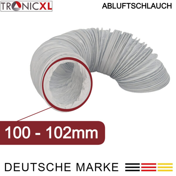 TronicXL Droogaccessoires, pvc-afvoerslang, 100-102 mm, 6 m, voor droger, airconditioning, afzuigkap, groeislang voor afvoerlucht, afvoerdroger - 4 inch - universeel - Afbeelding 7