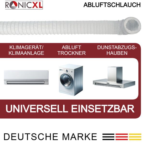 TronicXL Droogaccessoires, pvc-afvoerslang, 100-102 mm, 6 m, voor droger, airconditioning, afzuigkap, groeislang voor afvoerlucht, afvoerdroger - 4 inch - universeel - Afbeelding 6