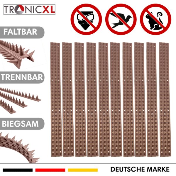 TronicXL 10 stuks 50 cm 5 m bescherming tegen diefstal + dierenafweer, duiven afweer, vogelspikes - stekels bescherming tegen vogels, dieven, katten, spikes voor vogelafweer - strepen vogelverschrikker - Afbeelding 4