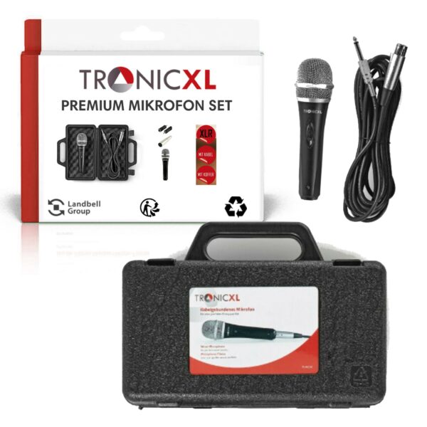 TronicXL Microfoonset dynamisch 5 meter lange kabel jack plug 6,35 mm universele handmicrofoon microfoon zingen moderatie podium karaoke bruiloft zang microfoon bedraad (met koffer) - Afbeelding 10