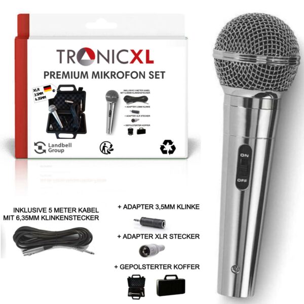 TronicXL Dynamische microfoon zang & podium + koffer + 5 m kabel XRL klinke Mic Set Micro zangs Micro dynamisch