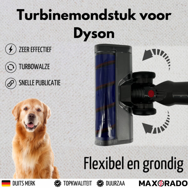 Maxorado Turbo borstel - Geschikt voor Dyson V7 - V8 - V10 - V11 - SV12 - SV14 & V15 - Afbeelding 6