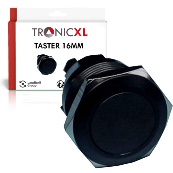 TronicXL 16 mm-IP65 zwarte knop F-drukknop, geschikt voor Car-claxon 12V 24V 48V claxon-knop toets en geschikt voor tractor, geschikt voor Bautz, geschikt voor Holder, geschikt voor Fendt, geschikt voor Eicher, geschikt voor mc cormick Unimog Agria