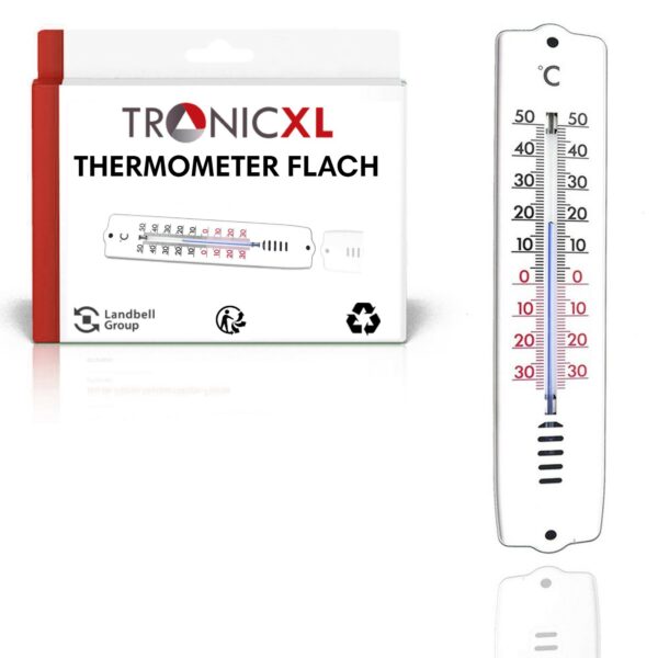 TronicXL 2 stuks wandthermometers voor binnen en buiten, -30 tot +50 °C, tuin, tuin-thermometer, huis, muur, kamerthermometer