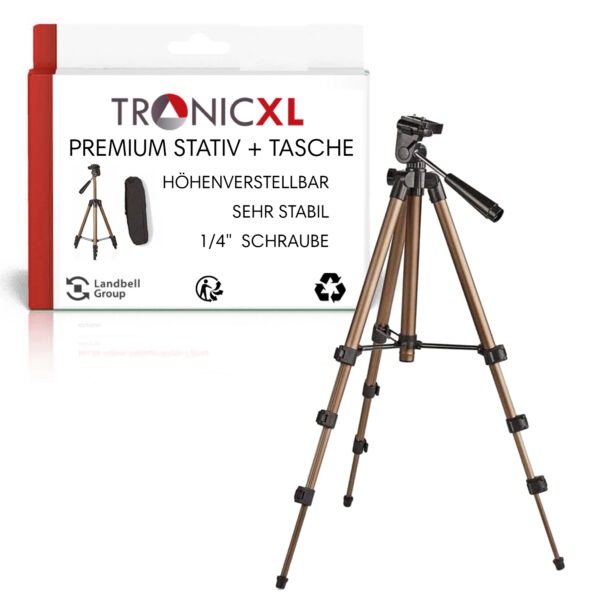 TronicXL TRIPOD21 130 cm statief reserveonderdeel, geschikt voor Tascam DR-60DMK2 audiorecorder audio-recorder recorder DR-60DMK2 DR-40X DR-40 DR-44WL DR-05 V2 DR-22WL DR-07X DSLR vierspoor