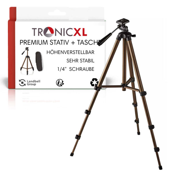 TronicXL 360° camerastatief, DSLR aluminium, 130 cm, geschikt voor Canon Nikon Samsung Canyon Rollei Sony Benq Panasonic Slider lumix g, elke camera universele fotocamera videostatief fotostatief