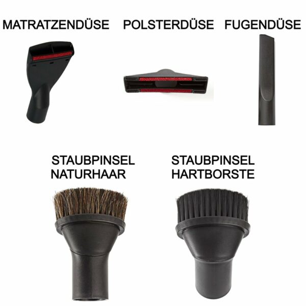 Maxorado - XL Premium - Vloerzuigmond borstel + accessoireset voor stofzuiger geschikt voor Bosch Siemens Miele Kärcher Philips I combizuigmond I spleetmondstuk I meubelborstel I matras mondstuk I zuigborstel I meubelborstel - Afbeelding 5