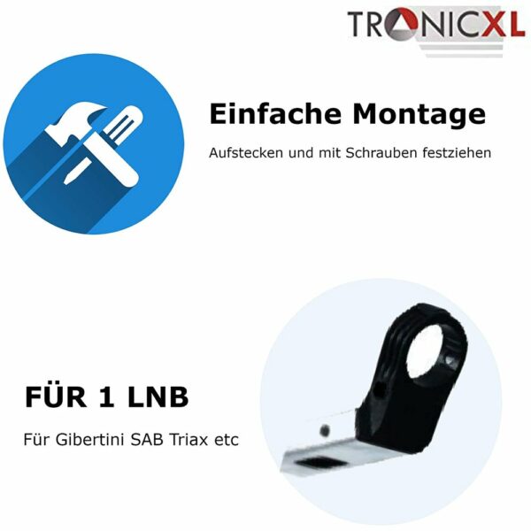 TronicXL Houder voor Single LNB LNC LMB Feed Adapter - Satellite Spiegel Schaal geschikt voor SAB Triax Gibertini- satelliet schaal bevestiging DVB-S2 DVBS2 TV 1fach - Afbeelding 4