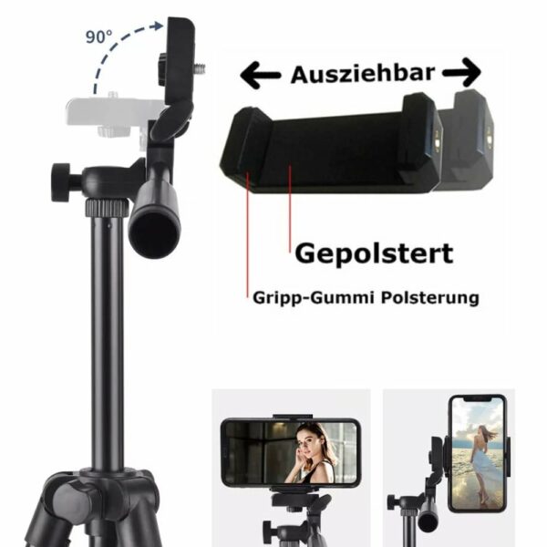 TronicXL Tripod professioneel statief geschickt voor smartphones iPhones statiefhouder adapter tafel van 30-60 cm, Apple iPhone, tripod, houder, fotovideo, tafelstatief, studiostatief, zwengelstatief, smartphone, tafelstandaard - Afbeelding 3