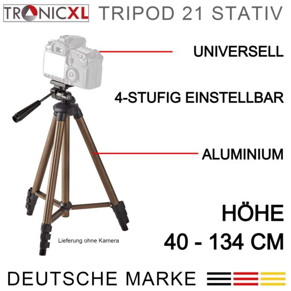 TronicXL Tripod 21W statief voor webcam, geschikt voor Logitech C920 Brio 4K C925e C922x C922 C930e C930 C615 camera geschikt voor Microsoft