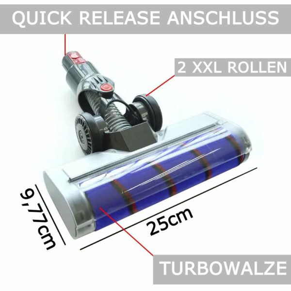 Maxorado Turbo borstel + buis + bekledingsmondstuk + Flexibele XL spleetzuigmond zuigborstelopzetstuk geschickt voor Dyson V7 V8 V10 V11 V15 Accessoireset Stofzuiger - Afbeelding 8