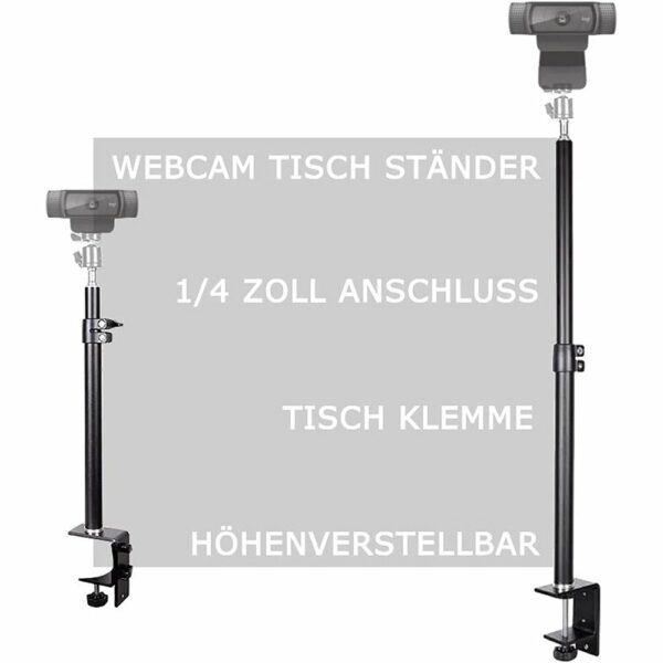 TronicXL tafelklem, statiefbevestiging voor webcam,I klem statief in hoogte verstelbaar, I klem standaard, geschikt voor Logitech C920 Brio 4K C925e C922x C922 C930e C930 C615 en geschikt voor Microsoft Aukey tafelstandaard - Afbeelding 2