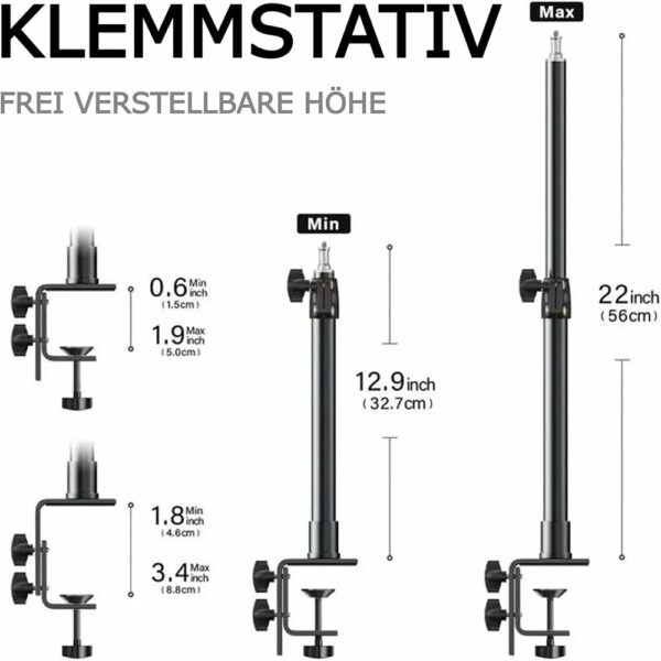 TronicXL tafelklem, statiefbevestiging voor webcam,I klem statief in hoogte verstelbaar, I klem standaard, geschikt voor Logitech C920 Brio 4K C925e C922x C922 C930e C930 C615 en geschikt voor Microsoft Aukey tafelstandaard - Afbeelding 3