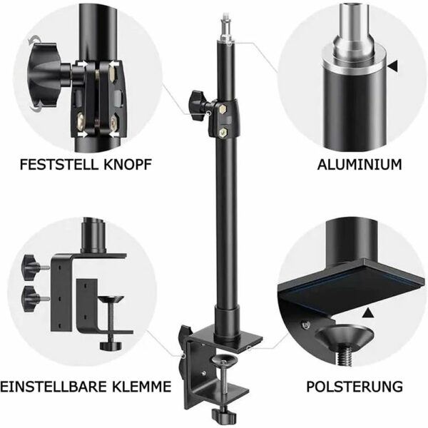 TronicXL tafelklem, statiefbevestiging voor webcam,I klem statief in hoogte verstelbaar, I klem standaard, geschikt voor Logitech C920 Brio 4K C925e C922x C922 C930e C930 C615 en geschikt voor Microsoft Aukey tafelstandaard - Afbeelding 4