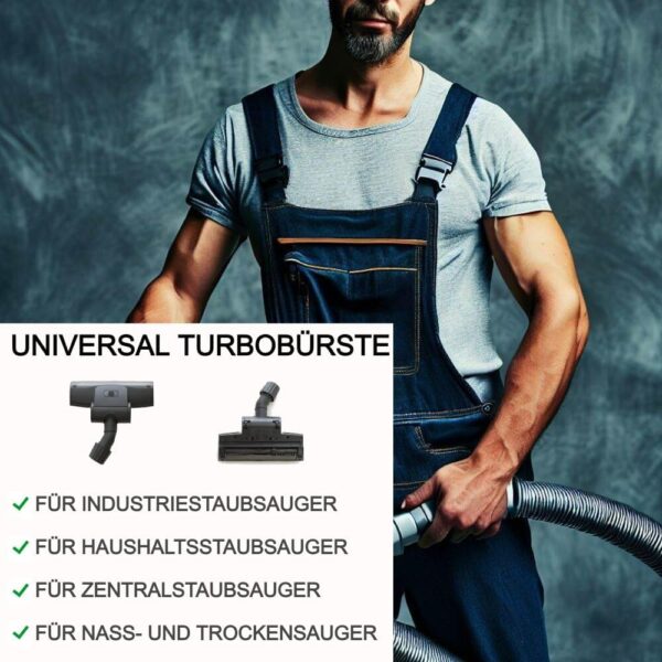 Maxorado universeel turboborstel voor uw stofzuiger- turbo mondstuk - vloerzuigmond - 30-37 mm –  geschikt voor Miele, Bosch, Siemens, Philips, Nilfisk, AEG, Inventum, Bestron, Karcher, Numatic - stofzuigerborstel - universeel - Afbeelding 2