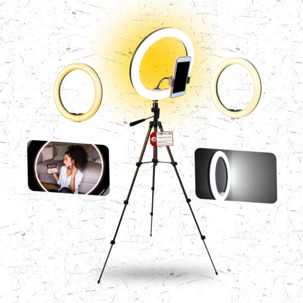 TronicXL premium Set - 1,05m camerastatief met ringlamp, Balhoofd en mobiele telefoonhouder voor uw smartphone en geschikt voor iPhone - statief - Tripod – ring light – licht – live video streaming – geschikt voor youtube, TikTok en meer