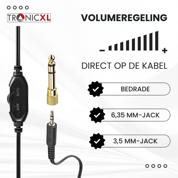TronicXL Televisie hoofdtelefoon - 6 m lange kabel, Koptelefoon, hoofdbeugel, stereo tv, headset, pc, hifi, beugel, telefoon, 3,5 mm jack en 6,35 mm jackstekker, kabel 6m - Afbeelding 6