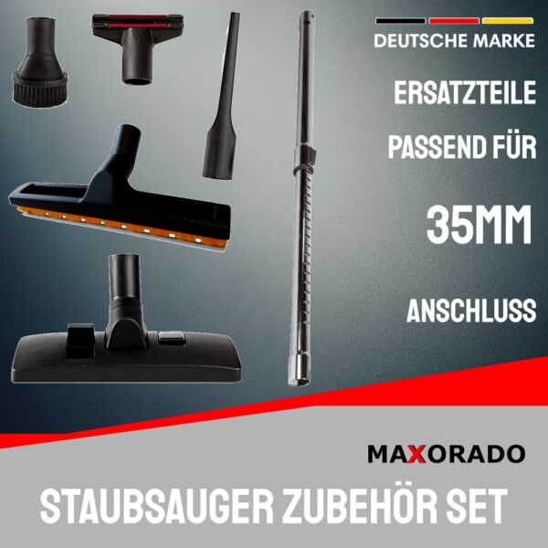 Maxorado XL accessoireset 6in1 I 35 mm stofzuigerbuis - combimondstuk - bekledingsmondstuk - spleetmondstuk - meubelborstel - parketmondstuk geschikt voor Bosch, geschikt voor Siemens, geschikt voor Einhell, geschikt voor Kärcher DN35 reserveonderdelen voor origineel - universeel