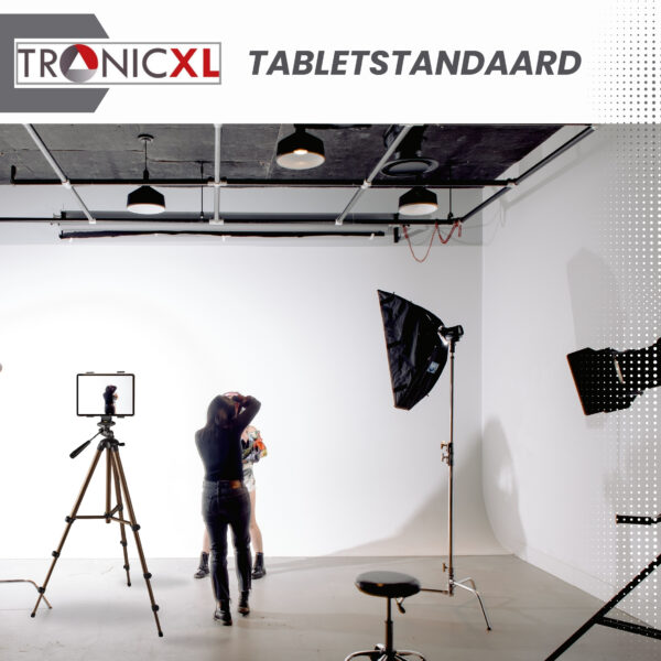 TronicXL Tablet en Camera statief 134 cm universeel voor uw tablet tot 19,5 cm - geschikt voor iPad Mini Air 1 2 Samsung Android - camera tripod met 3-weg panoramische kop – studio statief - Afbeelding 9