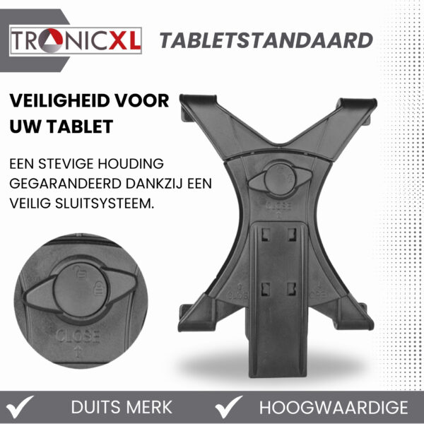 TronicXL Tablet en Camera statief 134 cm universeel voor uw tablet tot 19,5 cm - geschikt voor iPad Mini Air 1 2 Samsung Android - camera tripod met 3-weg panoramische kop – studio statief - Afbeelding 6