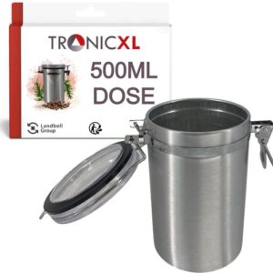 ronicXL Premium Koffieblik 500 g luchtdicht bewaarblik I aluminium blik doos uw voor koffiebonen, thee, cacao - aromablik bewaardoos koffiecontainer met afdichting en clipsluiting