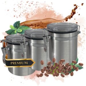 TronicXL 3 stuks koffieblikken 250g luchtdicht bewaarblik I aluminium blik doos voor uw koffiebonen, thee, cacao en meer - aromablik bewaardoos koffiecontainer met afdichting en clipsluiting