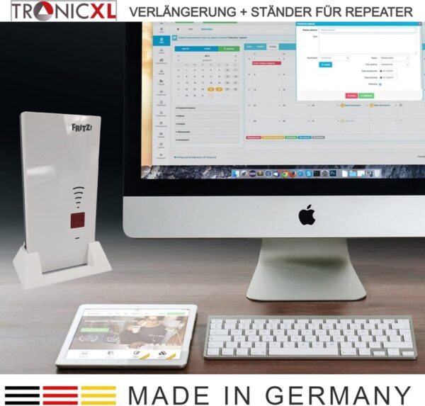 TronicXL repeater standaard met kabelverlenging 0,2m geschikt voor Fritz Repeater 2400 1160 1750e AVM Fritz! – WLAN Houder - stand (0,2 m Kabel + standaard) - Afbeelding 4