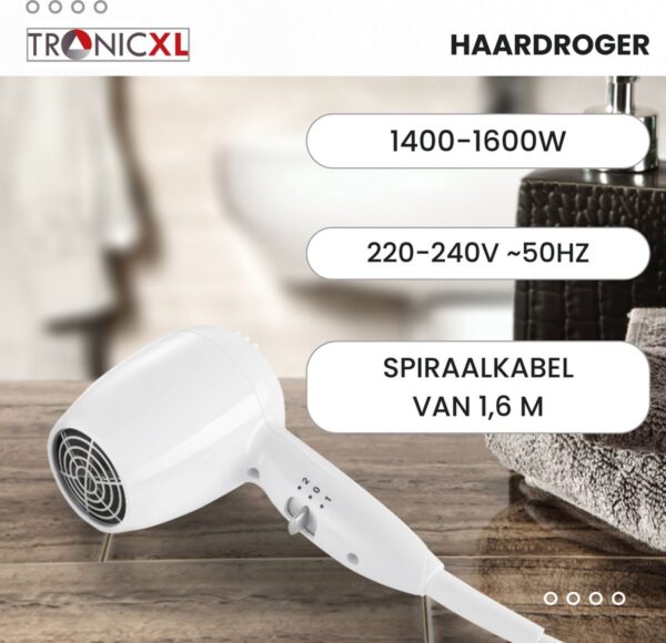 TronicXL Haardroger 2-delig - Hairstyler voor thuis en uw bedrijf - Föhn inclusief houder en muurbevestiging - voor uw vakantieappartement en meer - Afbeelding 8