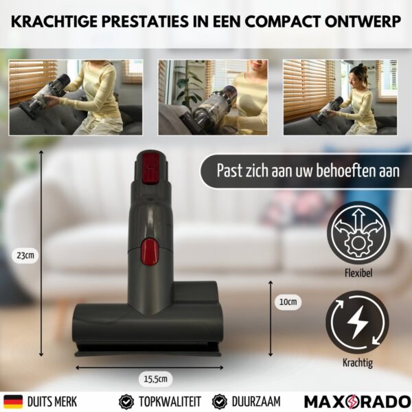 Maxorado Mini turboborstel voor uw stofzuiger - geschikt voor Dyson V12, Detect, Slim, Absolute, Origin – elektrische turbine - vloerzuigmond - turbo matrasmondstuk - Afbeelding 7