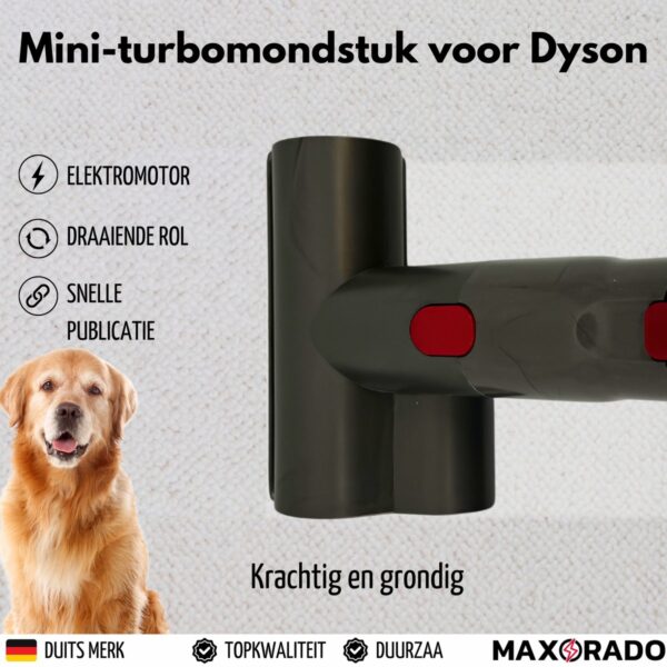 Maxorado Mini turboborstel voor uw stofzuiger - geschikt voor Dyson V12, Detect, Slim, Absolute, Origin – elektrische turbine - vloerzuigmond - turbo matrasmondstuk - Afbeelding 8