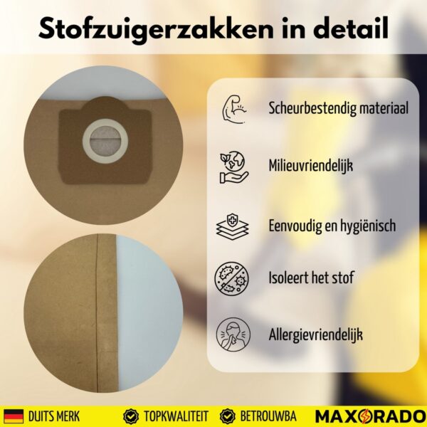 Maxorado 10x stofzuigerzakken geschikt voor Kärcher WD3 MV3 6.959-130 WD3300 A2201 2204 2504 2554 2251 2604 WD3P MV3P stofzuiger accessoire filter - zak (10) - Image 9