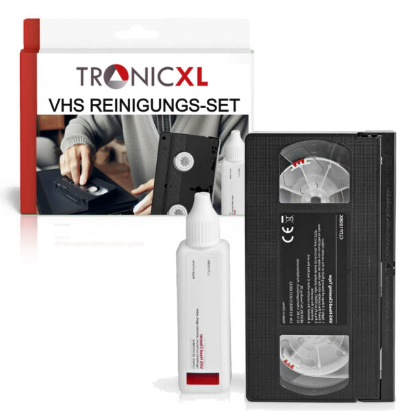 TronicXL Professionele VHS reinigingscassette Set voor opname - afspeelkoppen, reiniging voor uw cassette, videokop - reinigingstape - video