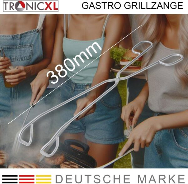 TronicXL Profi BBQ Tang RVS 38cm – Extra Lange Grilltang – Keukentang voor Barbecue en Koken