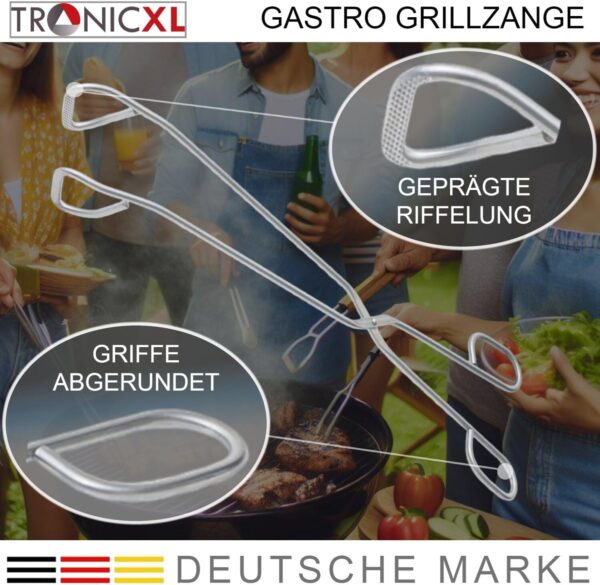 TronicXL Profi BBQ Tang RVS 38cm – Extra Lange Grilltang – Keukentang voor Barbecue en Koken - Afbeelding 2