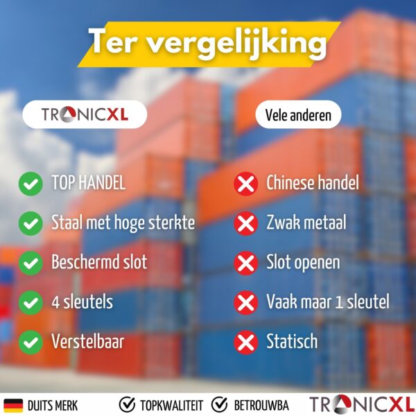 TronicXL 2 stuks Containerslot gehard staal – Diefstalbeveiliging voor vrachtcontainers, zeecontainers, bouwcontainers, vrachtwagens - slot geel - Afbeelding 6