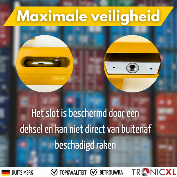 TronicXL 2 stuks Containerslot gehard staal – Diefstalbeveiliging voor vrachtcontainers, zeecontainers, bouwcontainers, vrachtwagens - slot geel - Afbeelding 5